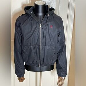 POLO RALPH LAUREN Size S Mens Insulated Hooded Fleece Lined Jacket Coat Black﻿﻿﻿
